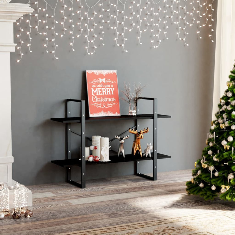 Boekenkast met 2 schappen 100x30x70 cm spaanplaat zwart MeubelReus