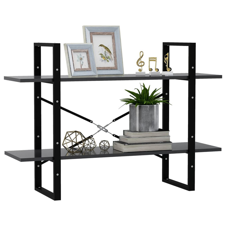 Boekenkast met 2 schappen 100x30x70 cm spaanplaat grijs MeubelReus