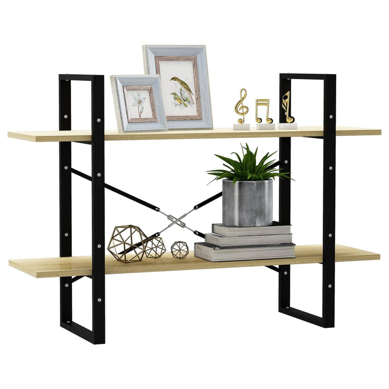 Boekenkast met 2 schappen 100x30x70 cm spaanplaat sonoma eiken MeubelReus