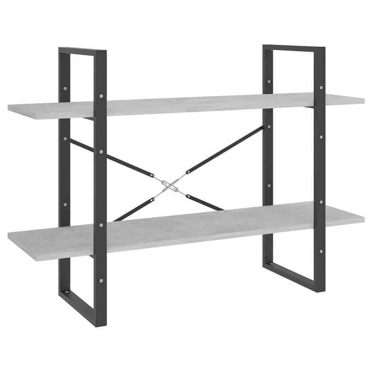 Boekenkast met 2 schappen 100x30x70 cm spaanplaat betongrijs MeubelReus