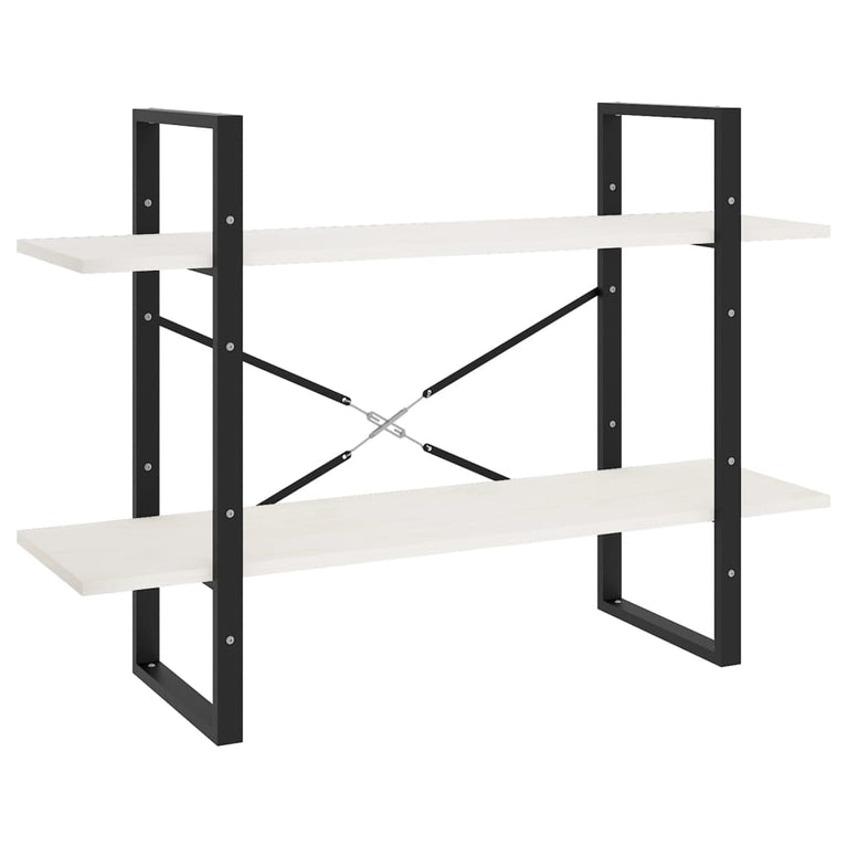 Boekenkast met 2 schappen 100x30x70 cm massief grenenhout wit MeubelReus