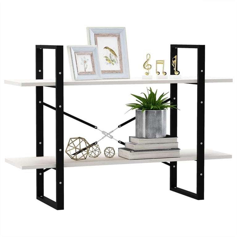 Boekenkast met 2 schappen 100x30x70 cm massief grenenhout wit MeubelReus