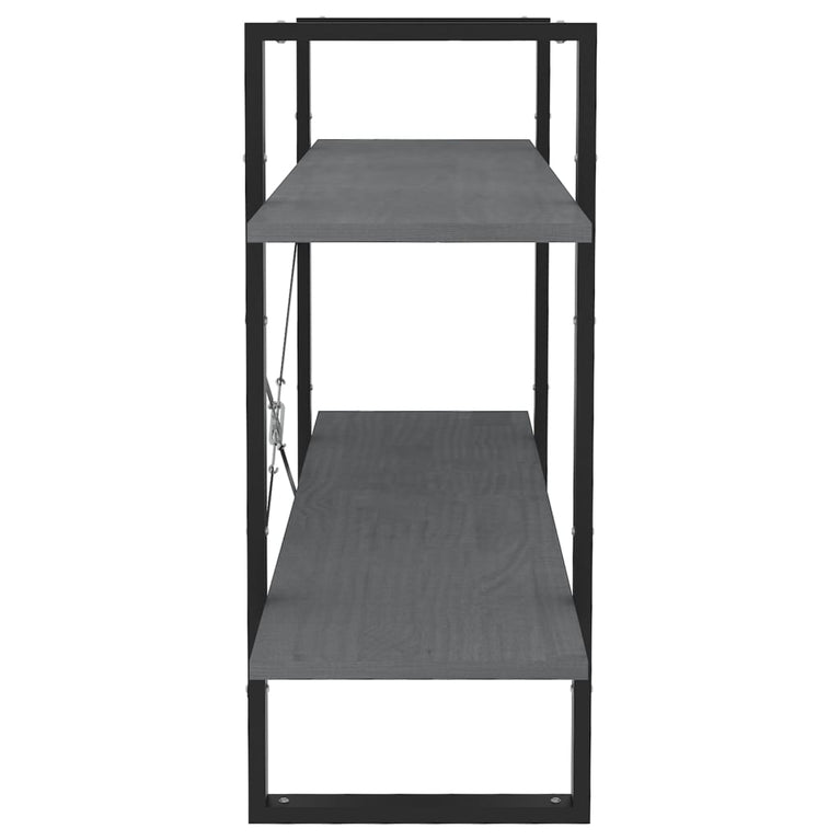 Boekenkast met 2 schappen 100x30x70 cm massief grenenhout grijs MeubelReus