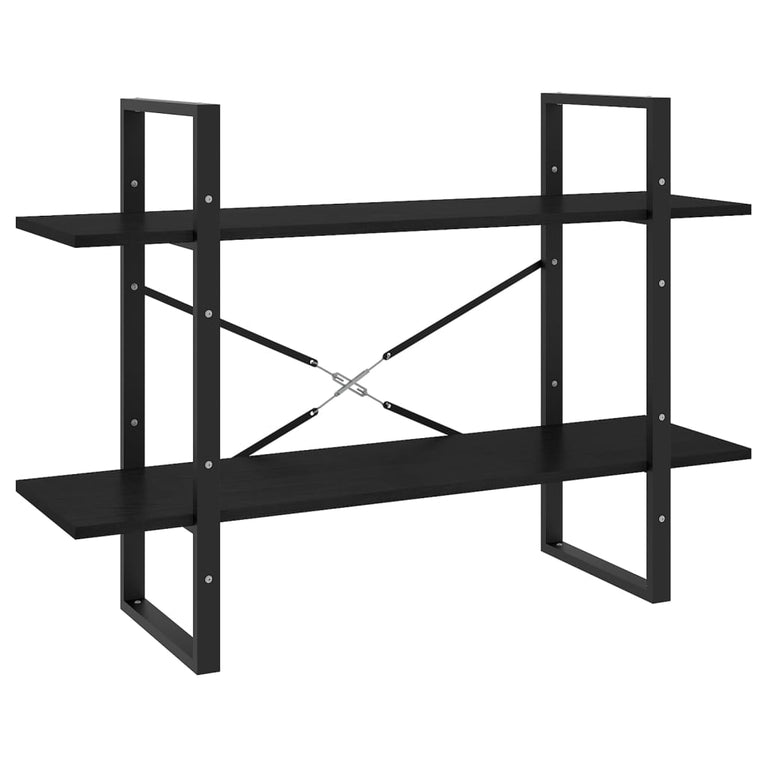 Boekenkast met 2 schappen 100x30x70 cm massief grenenhout zwart MeubelReus