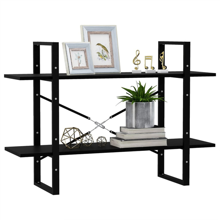 Boekenkast met 2 schappen 100x30x70 cm massief grenenhout zwart MeubelReus