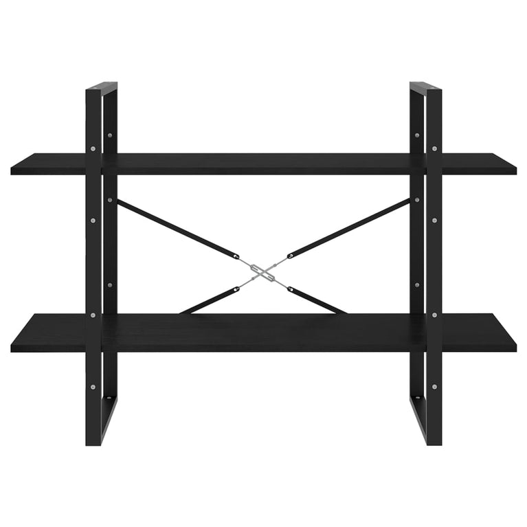Boekenkast met 2 schappen 100x30x70 cm massief grenenhout zwart MeubelReus