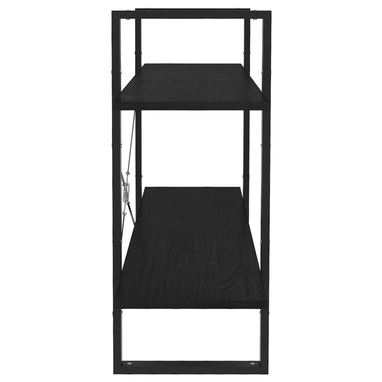 Boekenkast met 2 schappen 100x30x70 cm massief grenenhout zwart MeubelReus