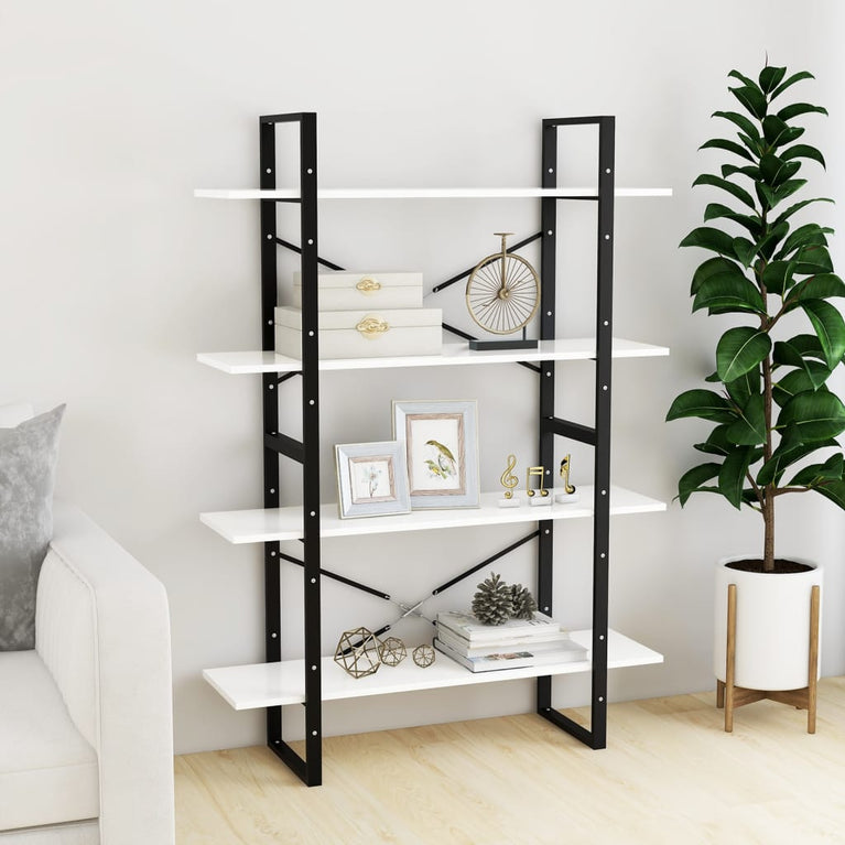 Boekenkast met 4 schappen 100x30x140 cm spaanplaat wit MeubelReus