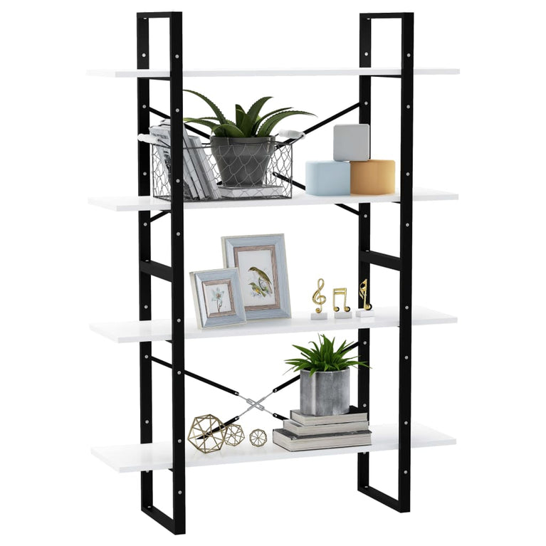 Boekenkast met 4 schappen 100x30x140 cm spaanplaat wit MeubelReus