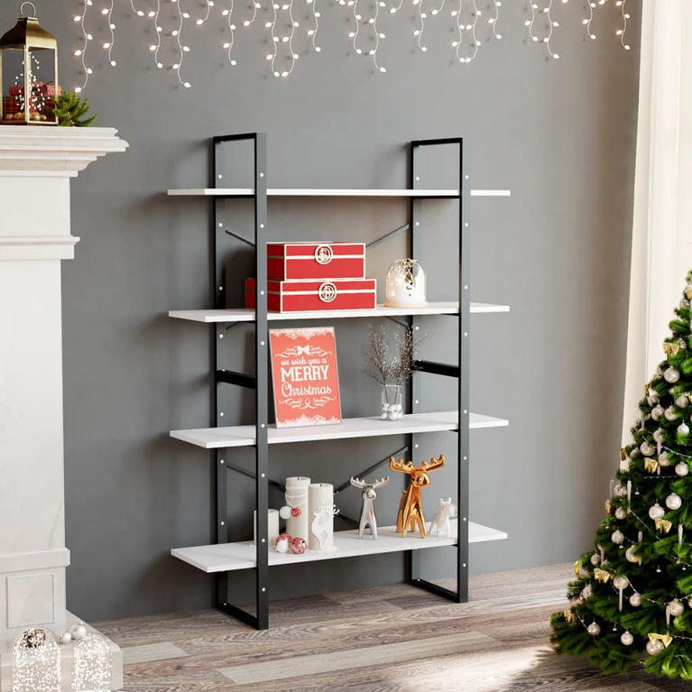 Boekenkast met 4 schappen 100x30x140 cm spaanplaat wit MeubelReus
