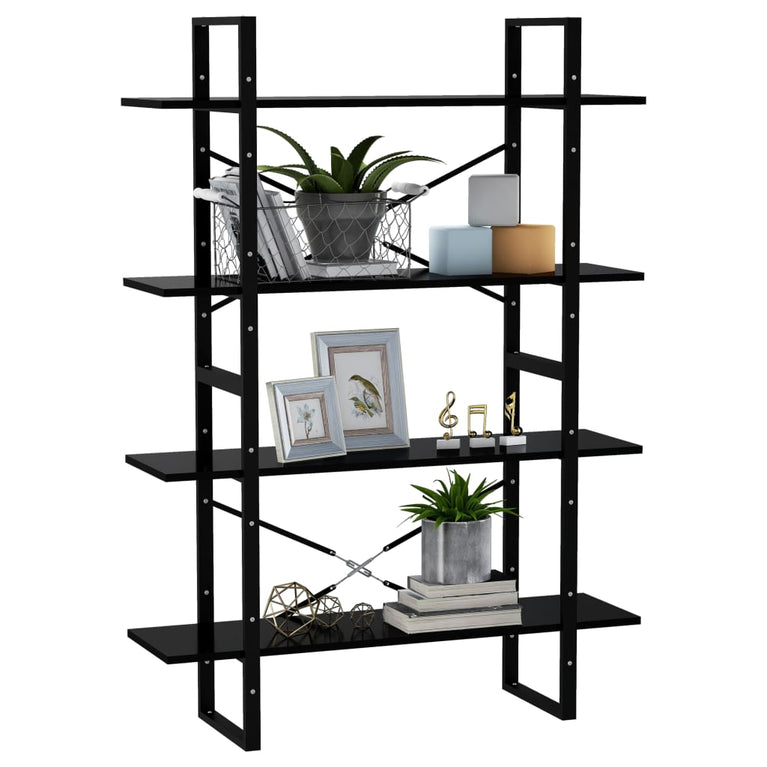 Boekenkast met 4 schappen 100x30x140 cm spaanplaat zwart MeubelReus