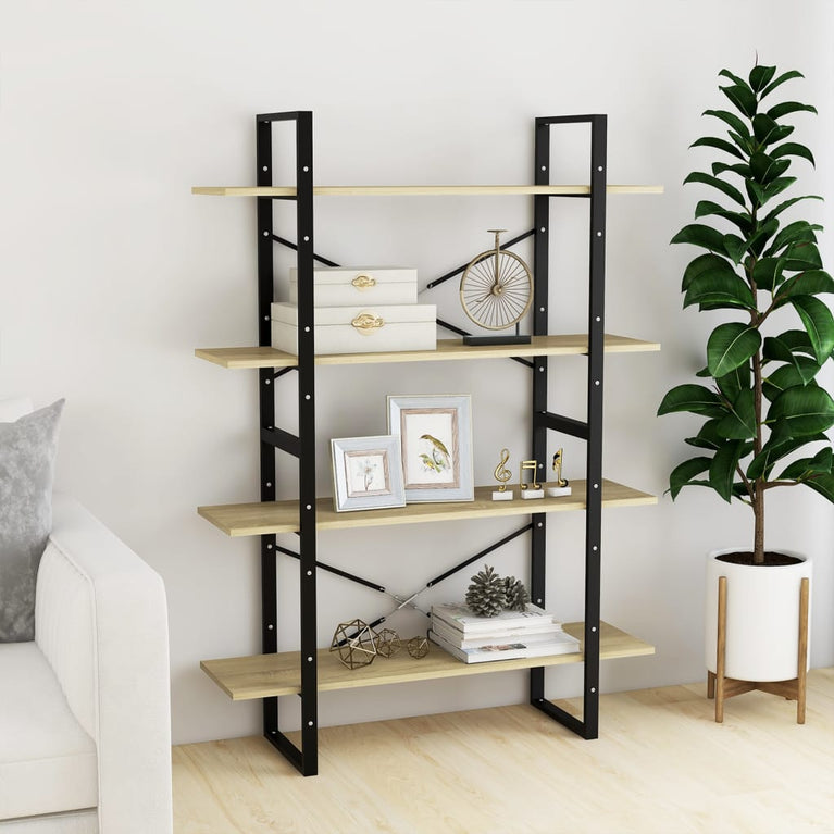 Boekenkast met 4 schappen 100x30x140 cm spaanplaat sonoma eiken MeubelReus