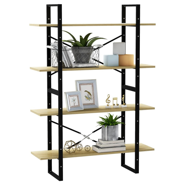 Boekenkast met 4 schappen 100x30x140 cm spaanplaat sonoma eiken MeubelReus