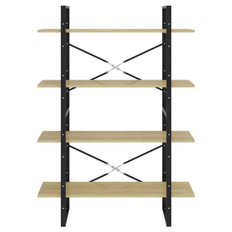Boekenkast met 4 schappen 100x30x140 cm spaanplaat sonoma eiken MeubelReus