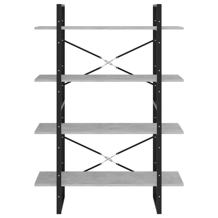 Boekenkast met 4 schappen 100x30x140 cm spaanplaat betongrijs MeubelReus