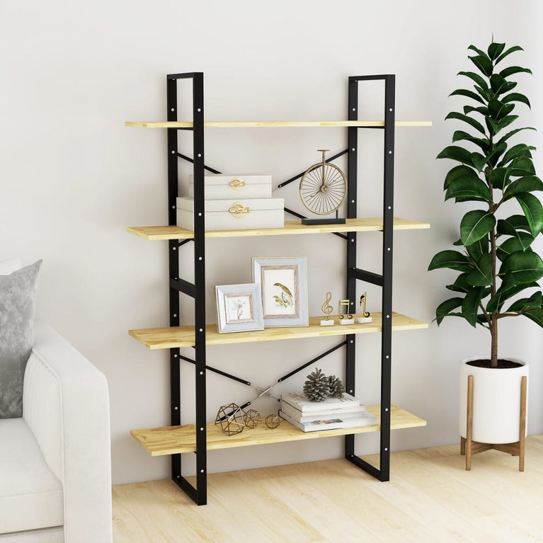 Boekenkast met 4 schappen 100x30x140 cm massief grenenhout MeubelReus