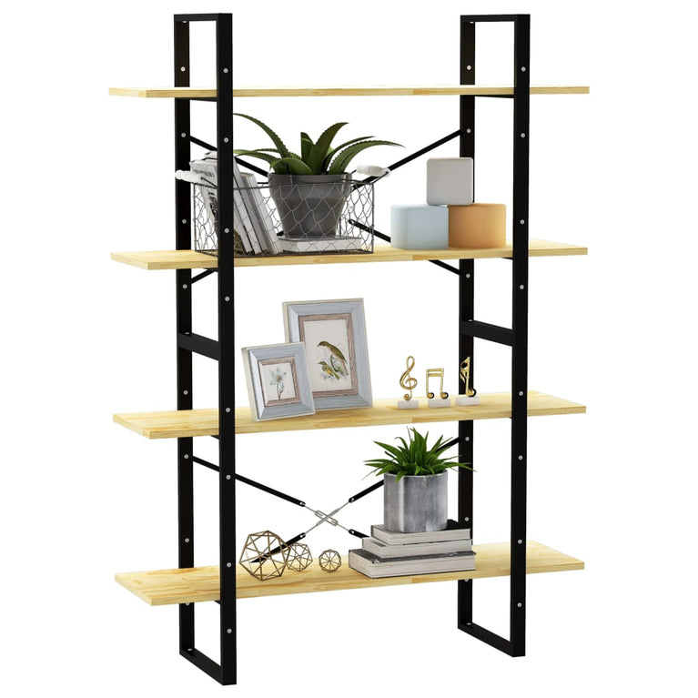 Boekenkast met 4 schappen 100x30x140 cm massief grenenhout MeubelReus