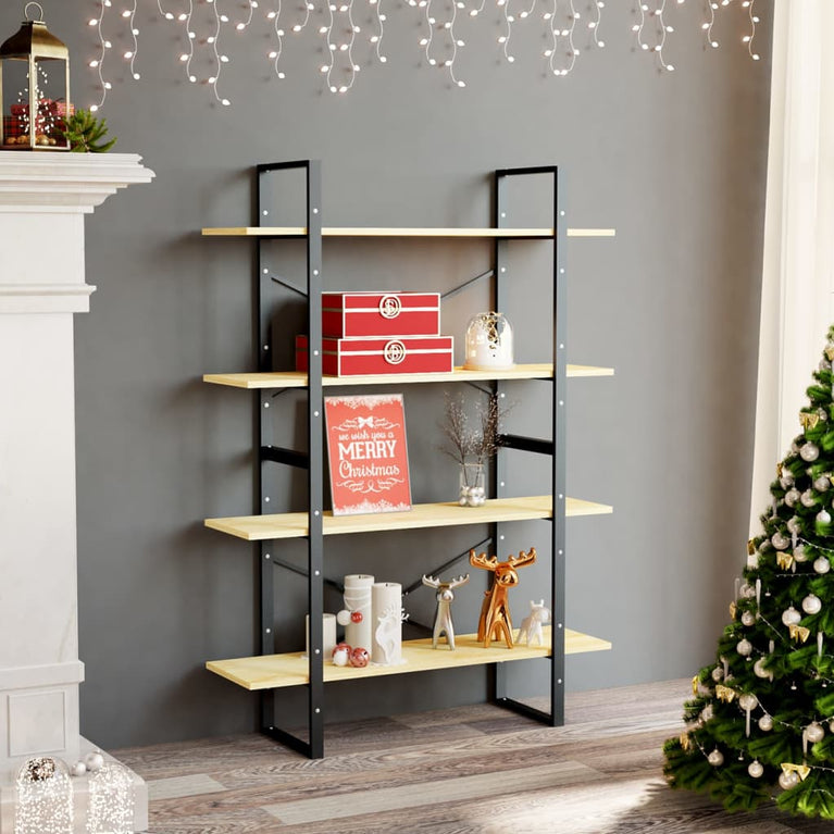 Boekenkast met 4 schappen 100x30x140 cm massief grenenhout MeubelReus