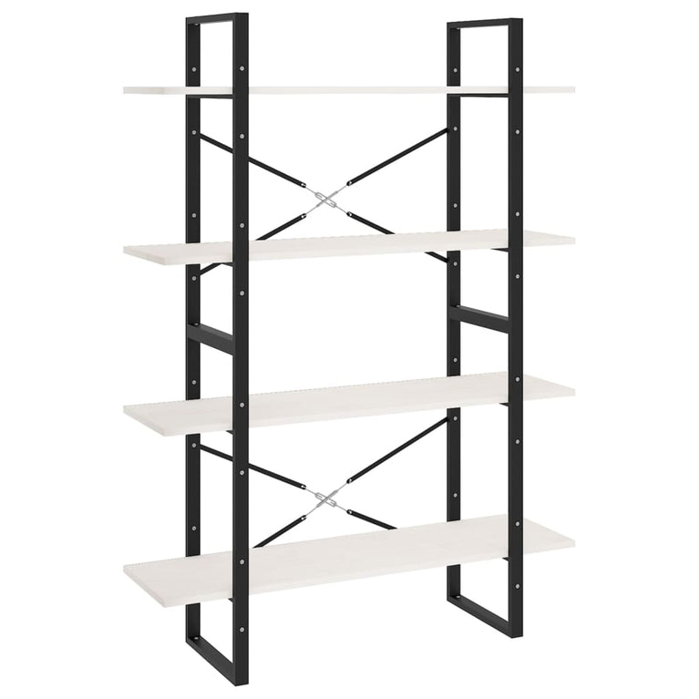 Boekenkast met 4 schappen 100x30x140 cm massief grenenhout wit MeubelReus