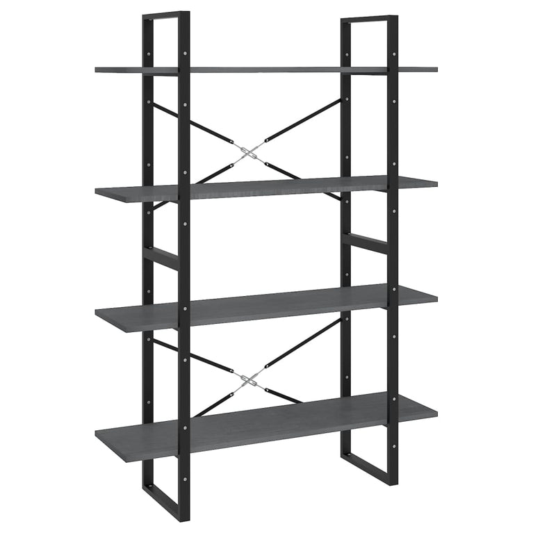 Boekenkast met 4 schappen 100x30x140 cm grenenhout grijs MeubelReus