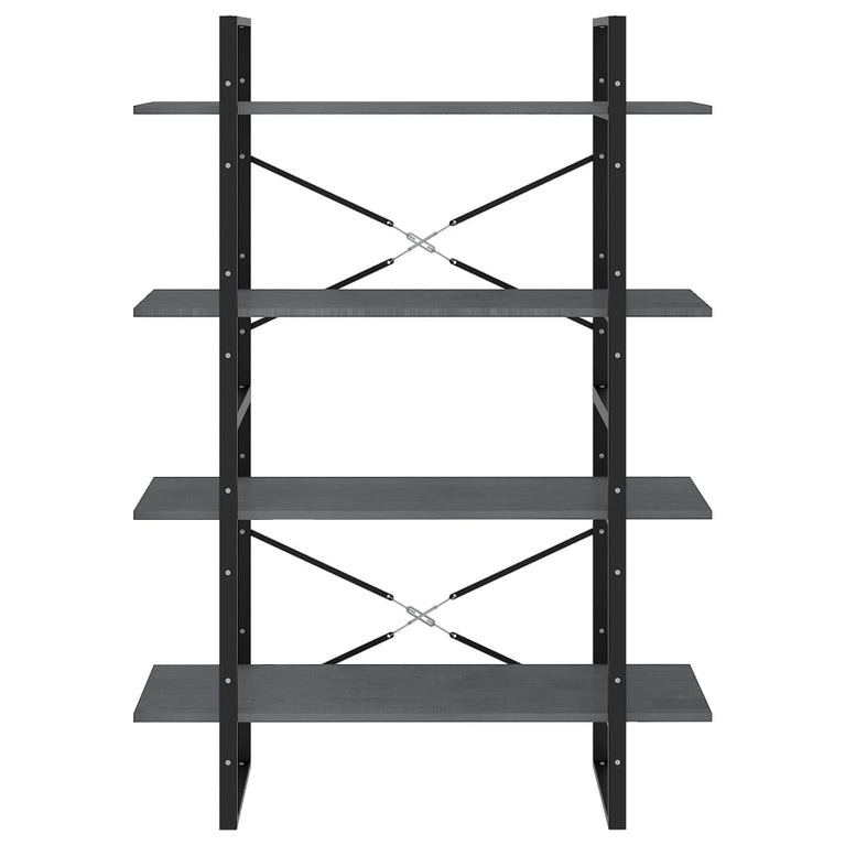 Boekenkast met 4 schappen 100x30x140 cm grenenhout grijs MeubelReus