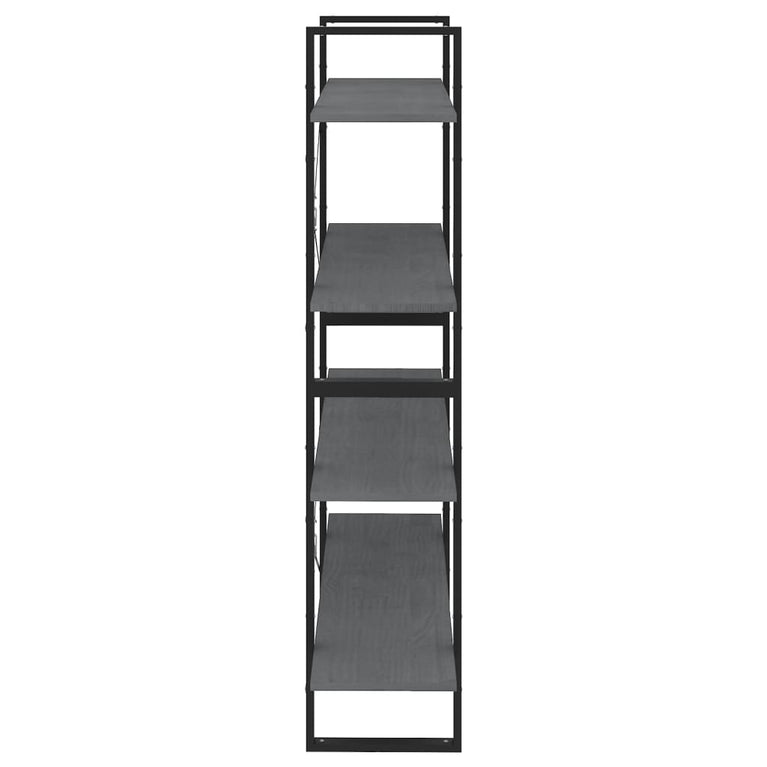 Boekenkast met 4 schappen 100x30x140 cm grenenhout grijs MeubelReus