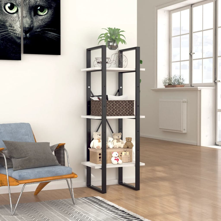 Boekenkast met 3 schappen 40x30x105 cm bewerkt hout wit MeubelReus
