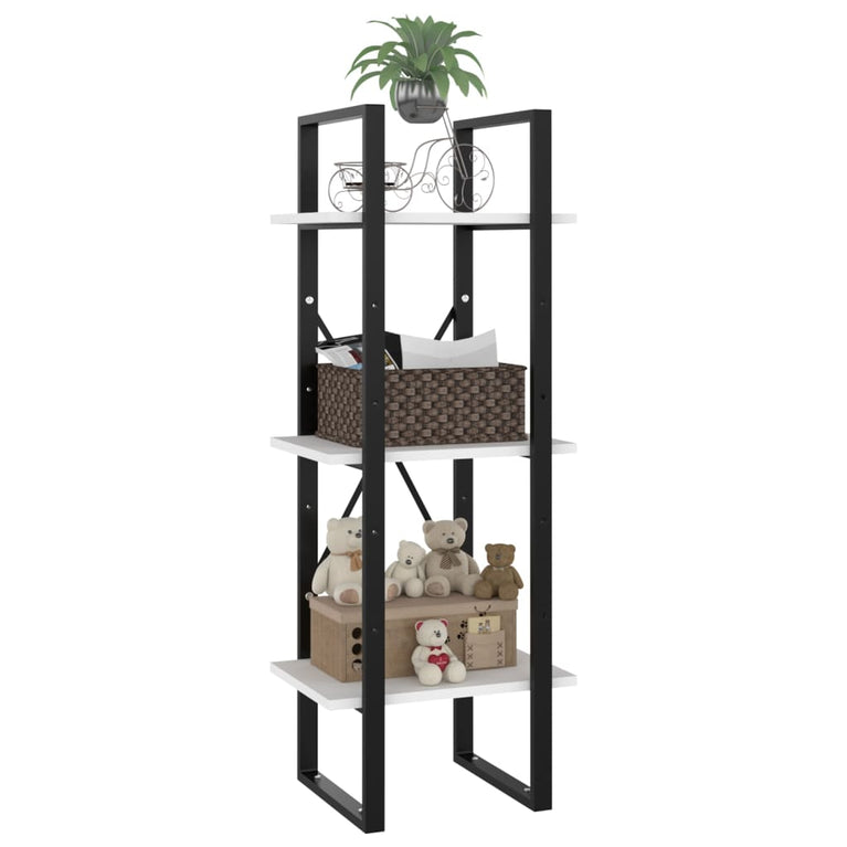 Boekenkast met 3 schappen 40x30x105 cm bewerkt hout wit MeubelReus