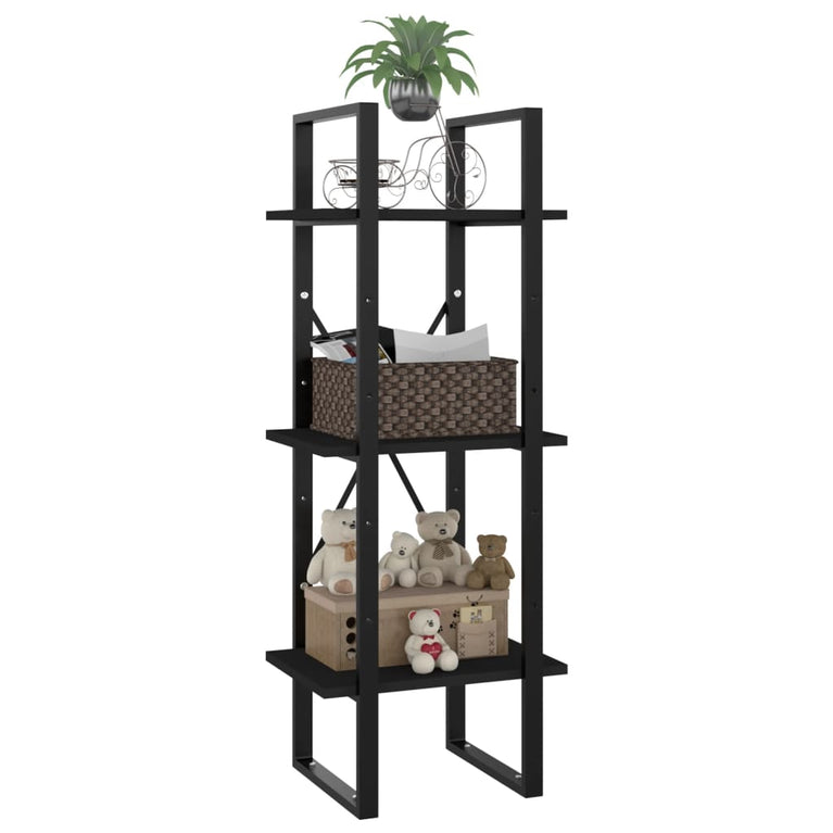 Boekenkast met 3 schappen 40x30x105 cm spaanplaat zwart MeubelReus