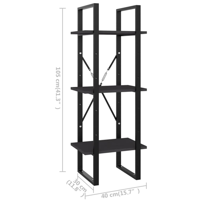 Boekenkast met 3 schappen 40x30x105 cm spaanplaat grijs MeubelReus
