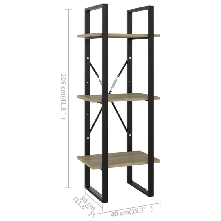 Boekenkast met 3 schappen 40x30x105 cm spaanplaat sonoma eiken MeubelReus