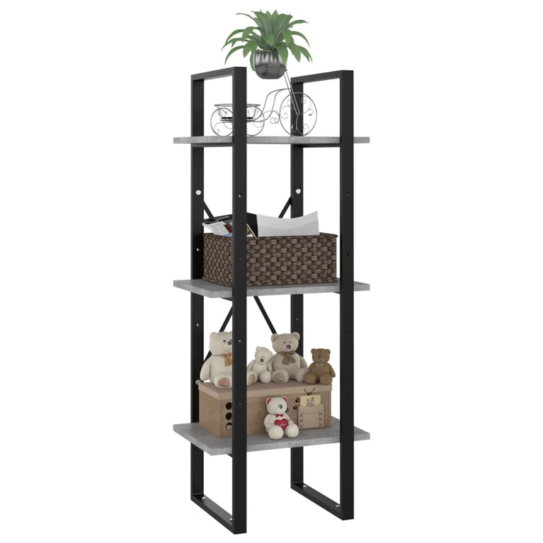 Boekenkast met 3 schappen 40x30x105 cm spaanplaat betongrijs MeubelReus