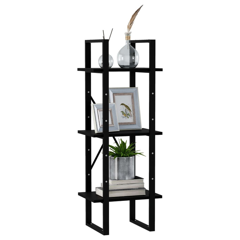 Boekenkast met 3 schappen 40x30x105 cm massief grenenhout zwart MeubelReus