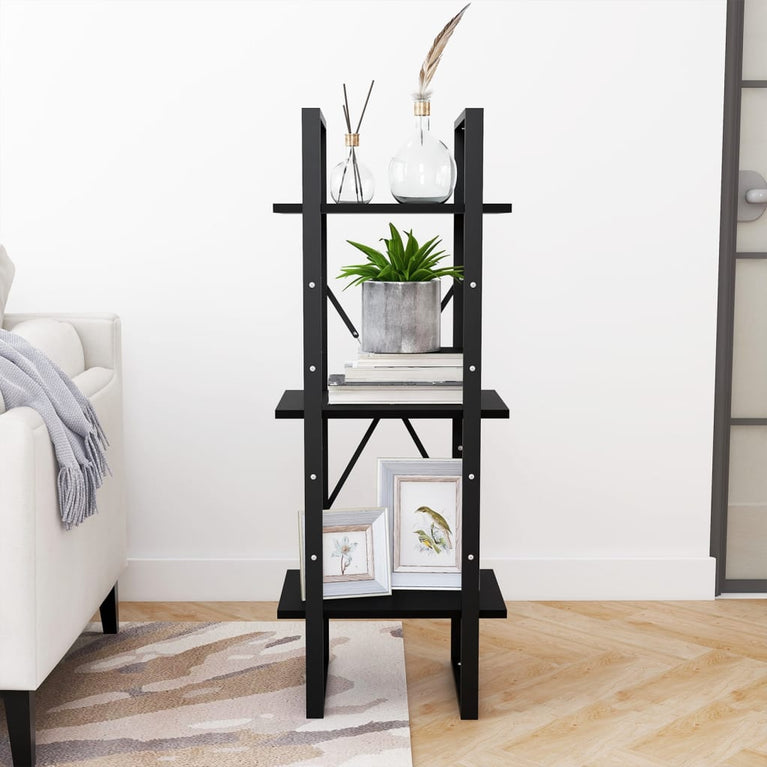 Boekenkast met 3 schappen 40x30x105 cm massief grenenhout zwart MeubelReus