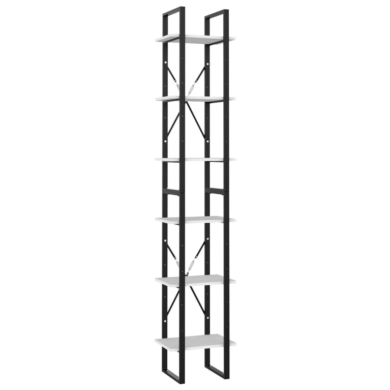 Boekenkast met 6 schappen 40x30x210 cm bewerkt hout wit MeubelReus