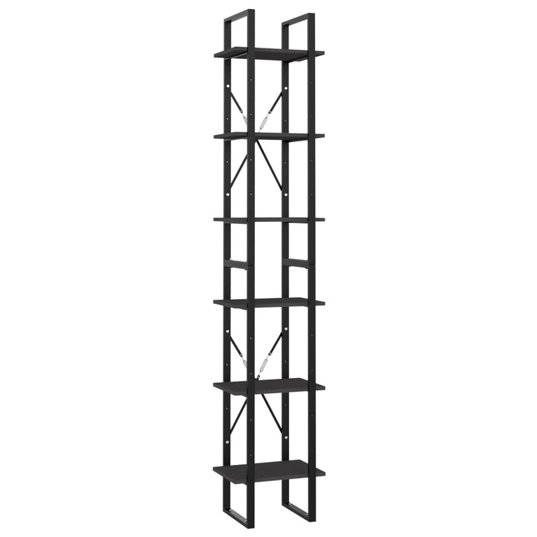Boekenkast met 6 schappen 40x30x210 cm spaanplaat grijs MeubelReus