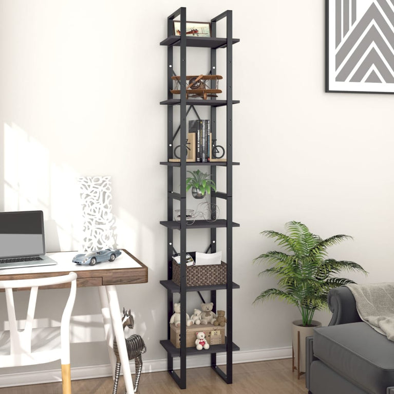 Boekenkast met 6 schappen 40x30x210 cm spaanplaat grijs MeubelReus