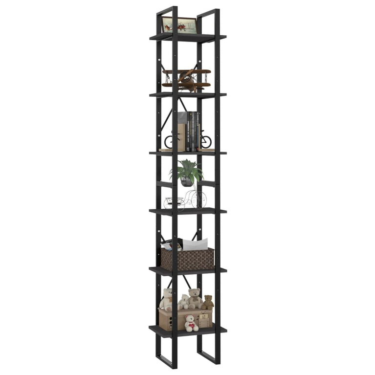 Boekenkast met 6 schappen 40x30x210 cm spaanplaat grijs MeubelReus