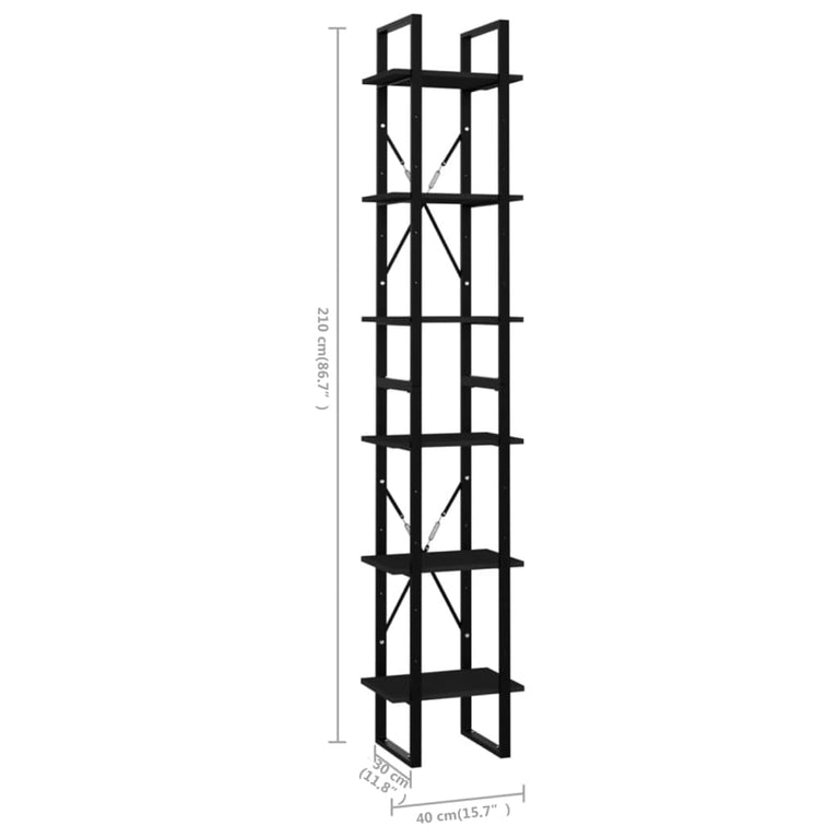Boekenkast met 6 schappen 40x30x210 cm spaanplaat grijs MeubelReus