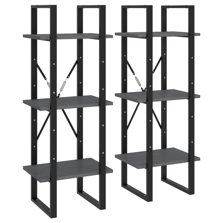 Hoge kast 40x30x210 cm massief grenenhout grijs MeubelReus