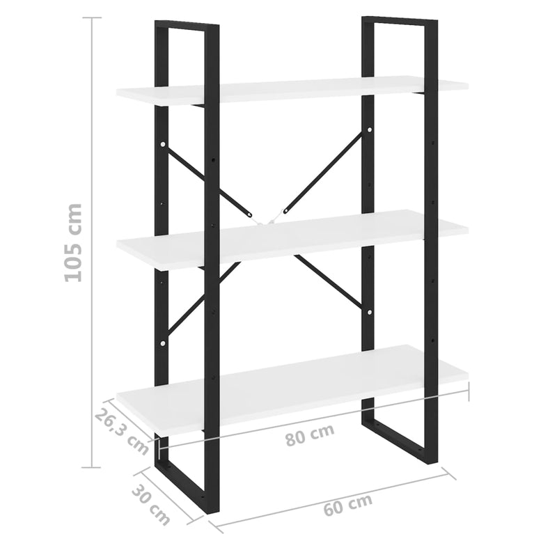 Boekenkast 80x30x105 cm bewerkt hout wit MeubelReus