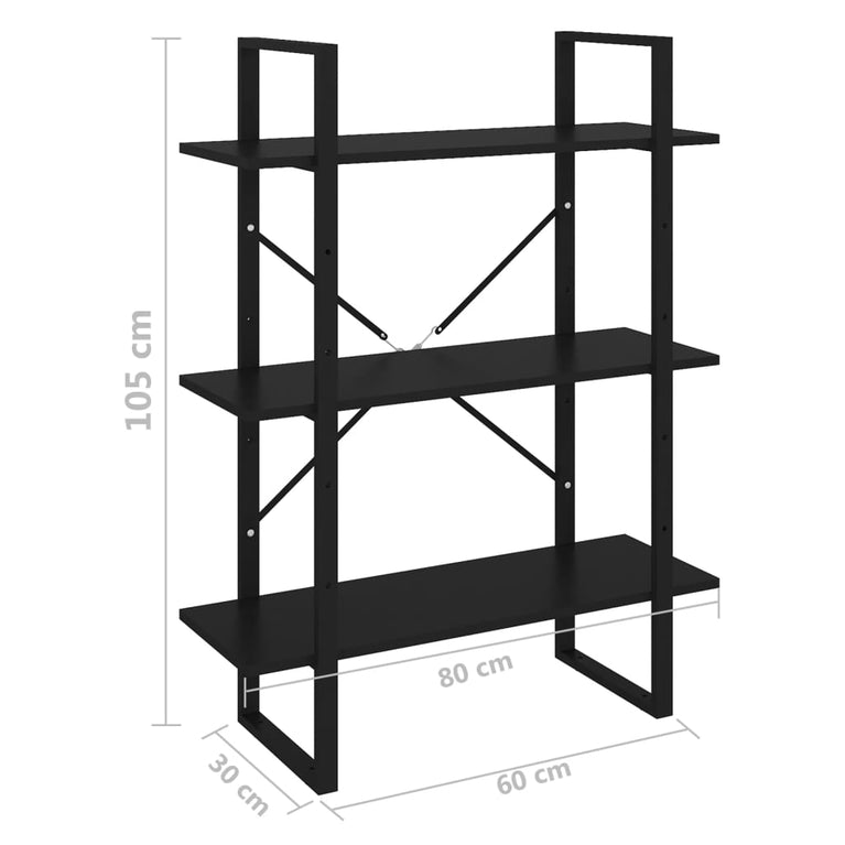 Boekenkast 80x30x105 cm spaanplaat zwart MeubelReus