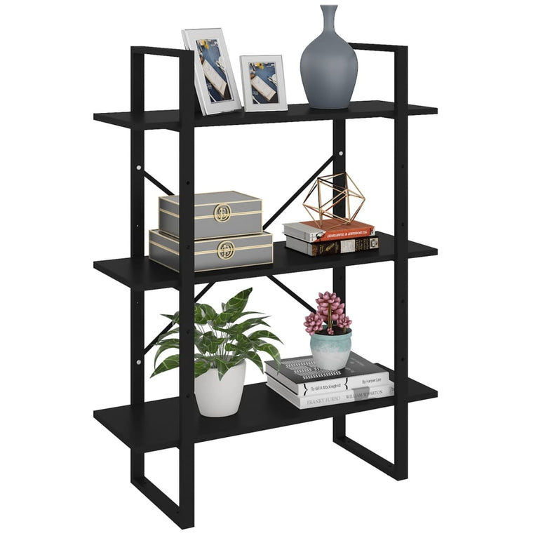 Boekenkast 80x30x105 cm spaanplaat zwart MeubelReus
