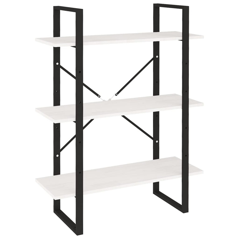 Boekenkast met 3 schappen 80x30x105 cm massief grenenhout wit MeubelReus