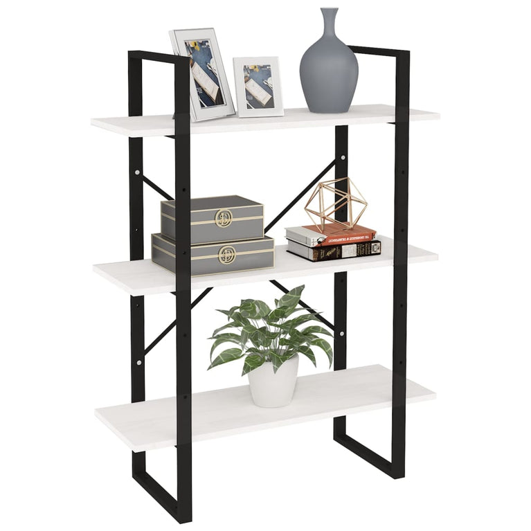 Boekenkast met 3 schappen 80x30x105 cm massief grenenhout wit MeubelReus