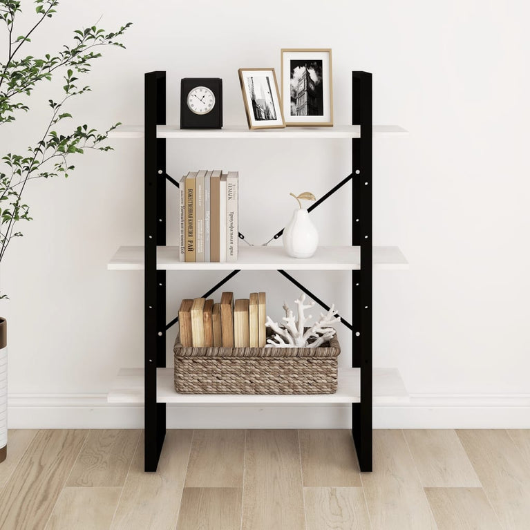 Boekenkast met 3 schappen 80x30x105 cm massief grenenhout wit MeubelReus