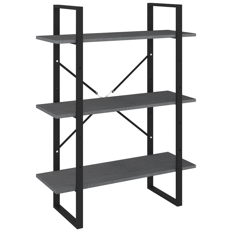 Boekenkast met 3 schappen 80x30x105 cm massief grenenhout grijs MeubelReus