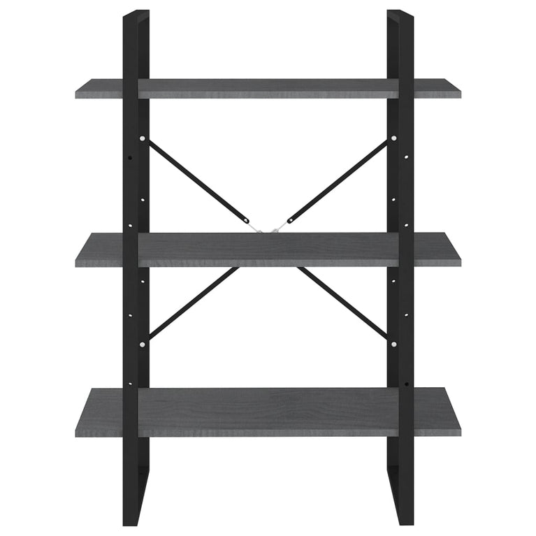 Boekenkast met 3 schappen 80x30x105 cm massief grenenhout grijs MeubelReus
