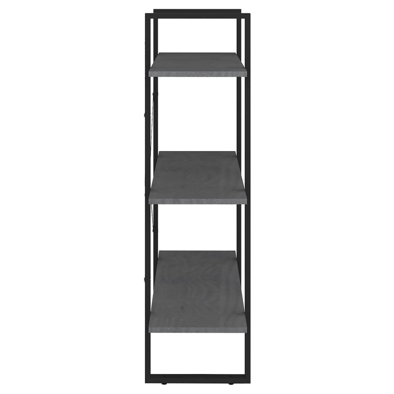 Boekenkast met 3 schappen 80x30x105 cm massief grenenhout grijs MeubelReus
