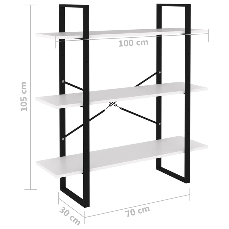 Boekenkast 100x30x105 cm bewerkt hout wit MeubelReus